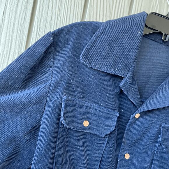 VTG 70s West Cal Cord Trucker Jacket Navy Snap Workwear Ranchwear - Picture 7 of 8